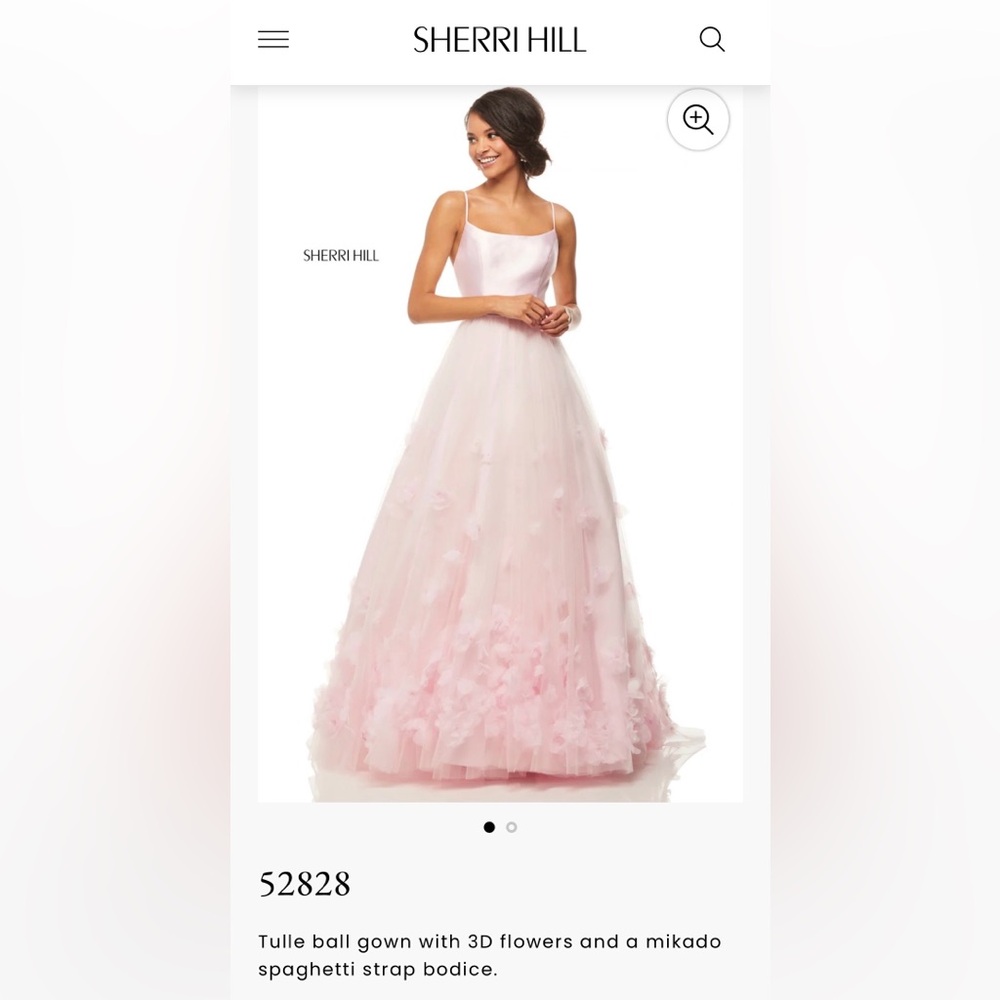 Sherri Hill Light Pink Floral Tulle Gown